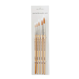 Watercolor Paintbrush Set of 5 Wood Brushes