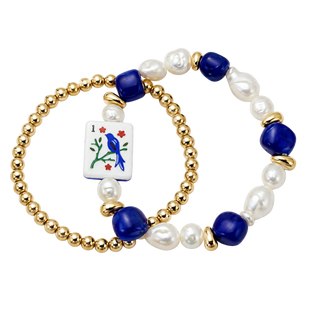 Ellison+Young Mahjong Tile Beaded Bracelet, 2-Piece Set