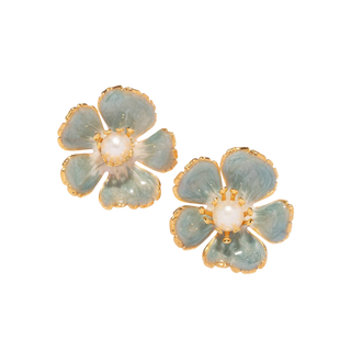 Small Floral Dusty Blue Earrings