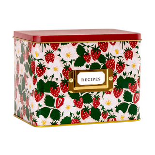 Strawberry Patch Tin Recipe Box
