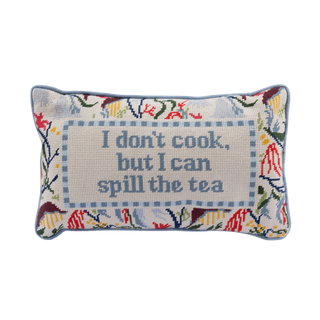 Spill the Tea Needlepoint Pillow