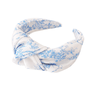 Blue And White Toile Knotted Headband