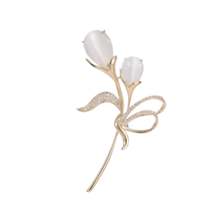 Dainty Crystal Tulip Flower Statement Brooch