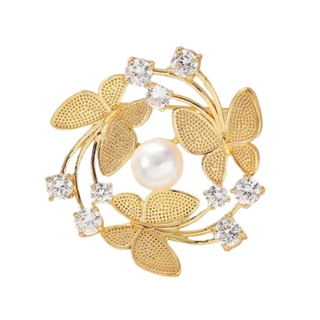 Elegant Pearl Butterfly Statement Brooch