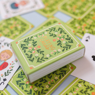 Green Floral Playing Cards