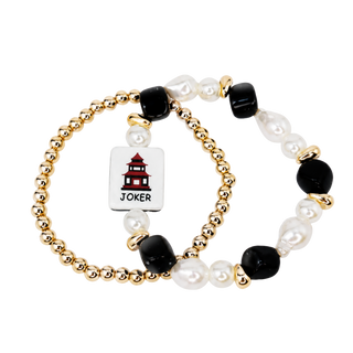 Ellison+Young Mahjong Tile Beaded Bracelet, 2-Piece Set