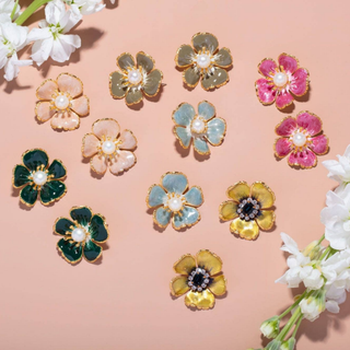 Small Floral Dusty Blue Earrings
