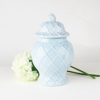 Small Light Blue Textured Ginger Jar