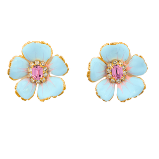 Small Baby Blue Floral Earrings