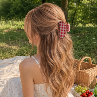Gingham Check Hair Claw Clip