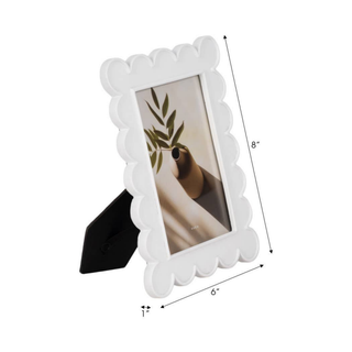 White Decorative Scalloped Edge Photo Frame