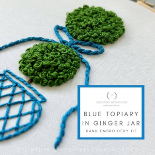 Blue Topiary in Ginger Jar Hand Embroidery Kit