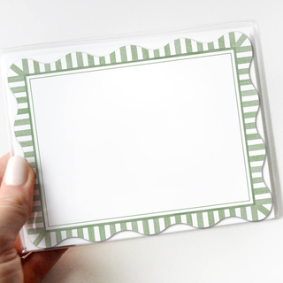 Green Stripe Flat Notecards