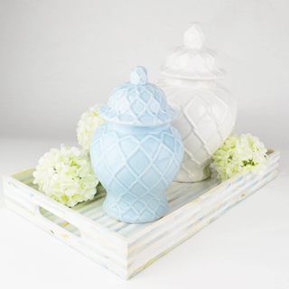 Small Light Blue Textured Ginger Jar