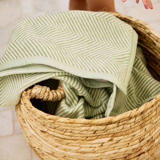 Harborview Herringbone Garden Green Blanket