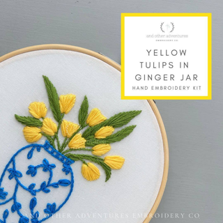 Yellow Tulips in Ginger Jar Hand Embroidery Kit