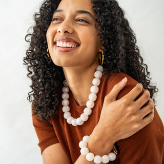Cece Large Milky White Resin Bead Bracelet