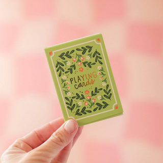 Green Floral Playing Cards