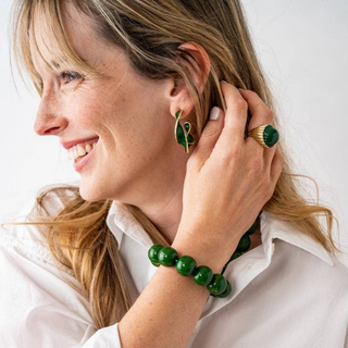 Cece Large Green Resin Bead Bracelet