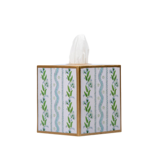 Emma Stripe Enameled Tissue Box Cover
