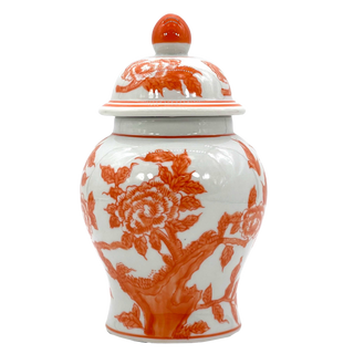 8" Small Chinoiserie Ceramic Ginger Jar