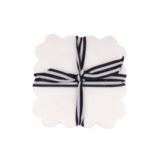 White Marble Scalloped Coaster Set