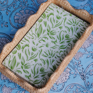 Green Floral Guest Paper Napkins