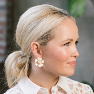Small Floral Dusty Blue Earrings