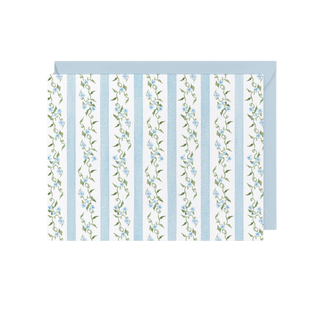 Blue Ditsy Floral Stripe Notecards