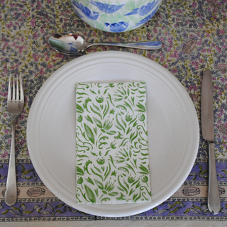 Green Floral Guest Paper Napkins