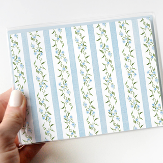 Blue Ditsy Floral Stripe Notecards