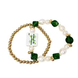 Ellison+Young Mahjong Tile Beaded Bracelet, 2-Piece Set
