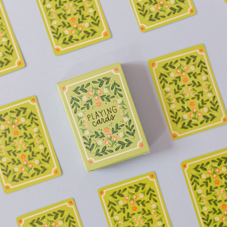 Green Floral Playing Cards