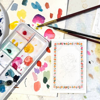 Mini Watercolor Painting Kit: Flowers