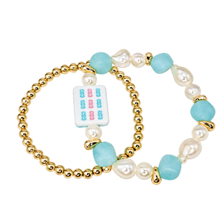 Ellison+Young Mahjong Tile Beaded Bracelet, 2-Piece Set