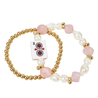 Ellison+Young Mahjong Tile Beaded Bracelet, 2-Piece Set
