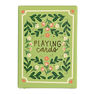 Green Floral Playing Cards