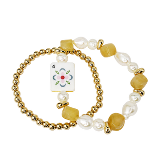 Ellison+Young Mahjong Tile Beaded Bracelet, 2-Piece Set