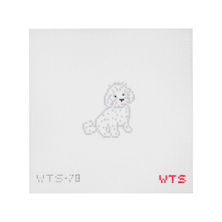 Mini White Fluffy Dog Needlepoint Canvas