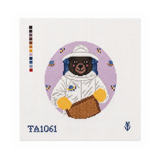 Beatrice the Beekeeping Bear Needlepoint Canvas