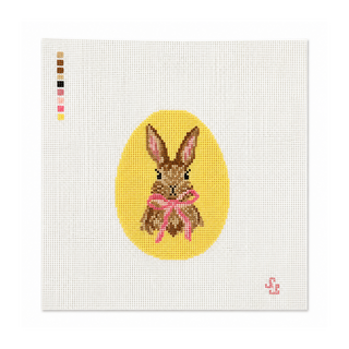 Bunny with Pink Bow Easter Egg Needlepoint Canvas