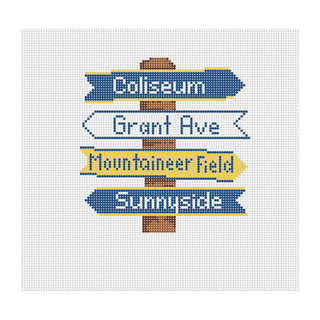 WVU College Icon Destination Sign Needlepoint Canvas