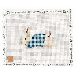Blue Gingham Bunny Needlepoint Canvas