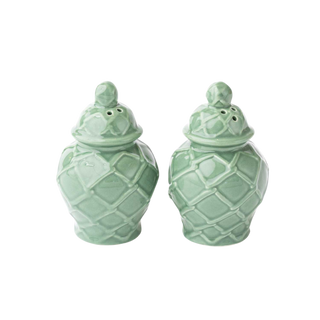 Green Textured Jar Salt & Pepper Shaker Boxed Set