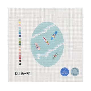 Surfers from Above Needlepoint Canvas