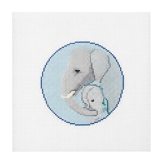 Mom and Baby Elephant Needlepoint Canvas