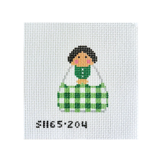 Green Gingham Angel Needlepoint Canvas