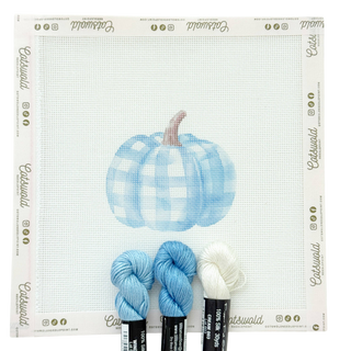 Plaid Blue Pumpkin Needlepoint Canvas