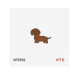 Mini Brown Weenie Needlepoint Canvas