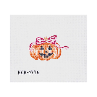Pumpkin with Pink Bow Needlepoint Canvas